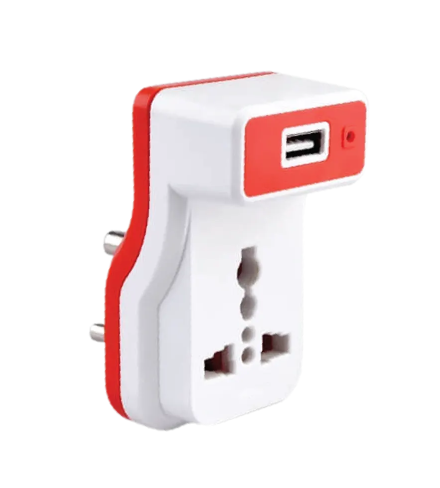 Dual 3 Pin Socket with USB Adaptor