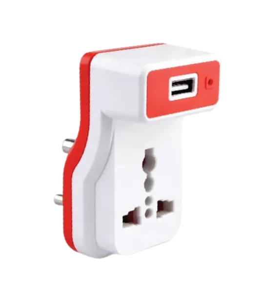 Dual 3 Pin Socket with USB Adaptor